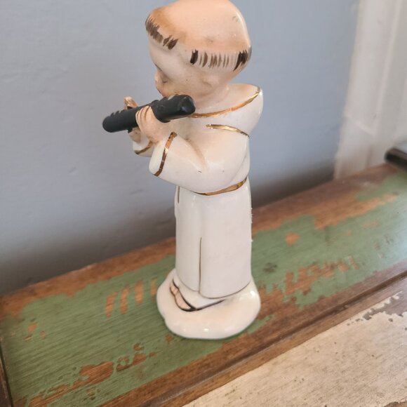 VTG 1950's Monk Playing a Flute Hand Painted Made in Japan 5" - Picture 4 of 5